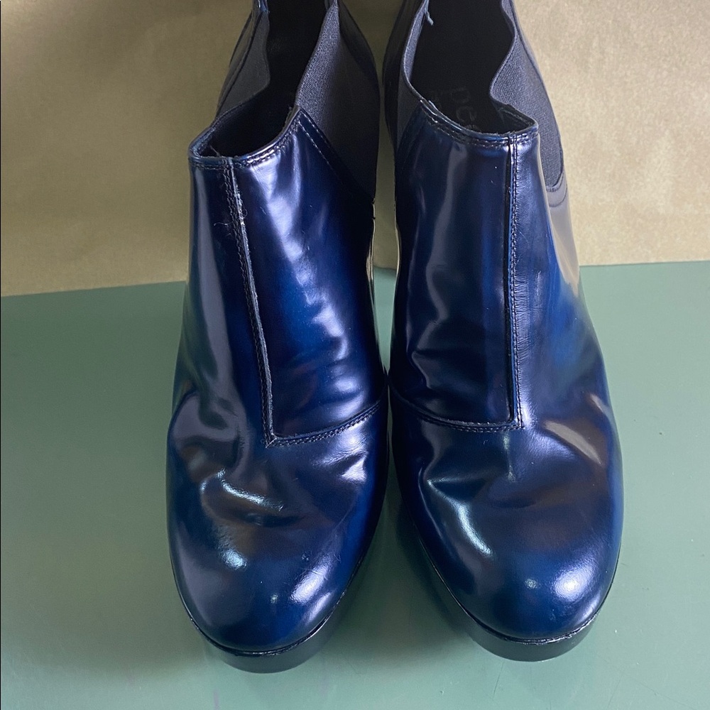 EUC Pedro Garcia made in Spain electric blue shiny 3“ heel booties EU 37 US 6.5 - Picture 3 of 9